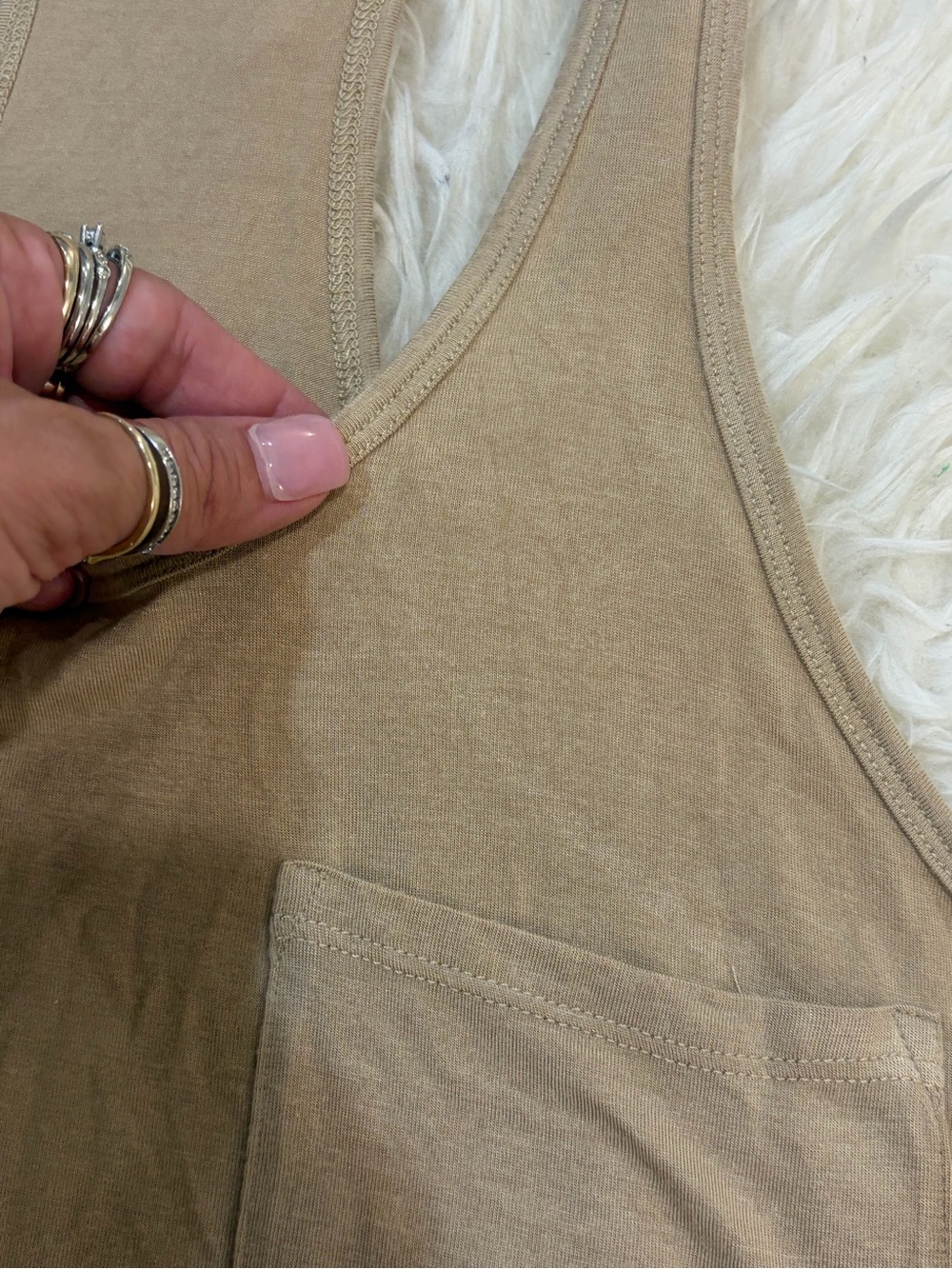 Joah Brown Women’s Cropped Tank Top in Tan OS S/M - Picture 3 of 5